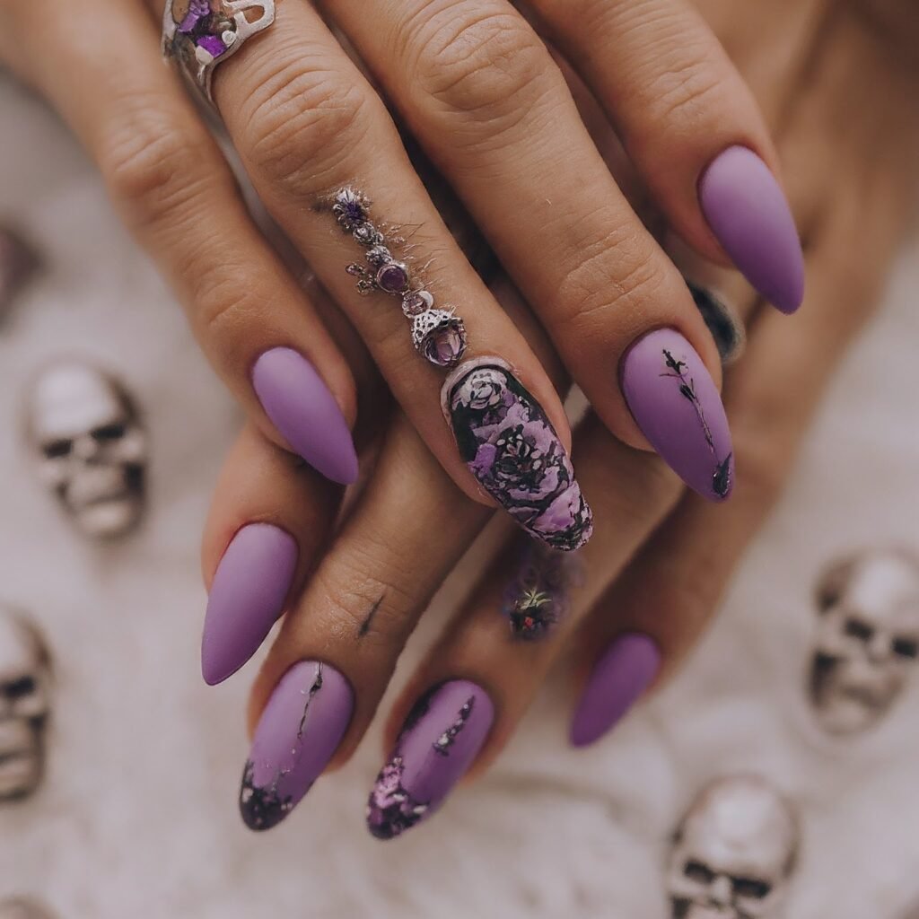 Purple Halloween nails