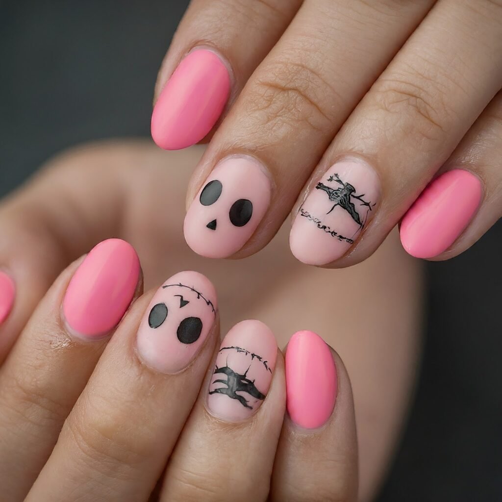 Pink Halloween Nails